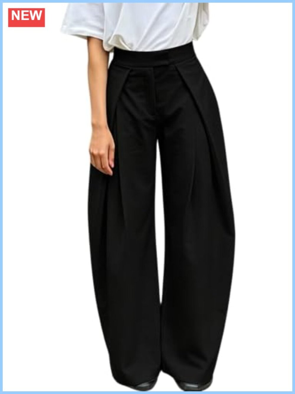 Wide Leg Pleated Dress Pants High Waisted Work Trousers with Pockets